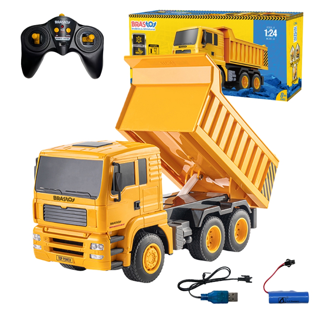 BRASTOY Caminhão basculante de brinquedo com controle remoto Veículo de engenharia