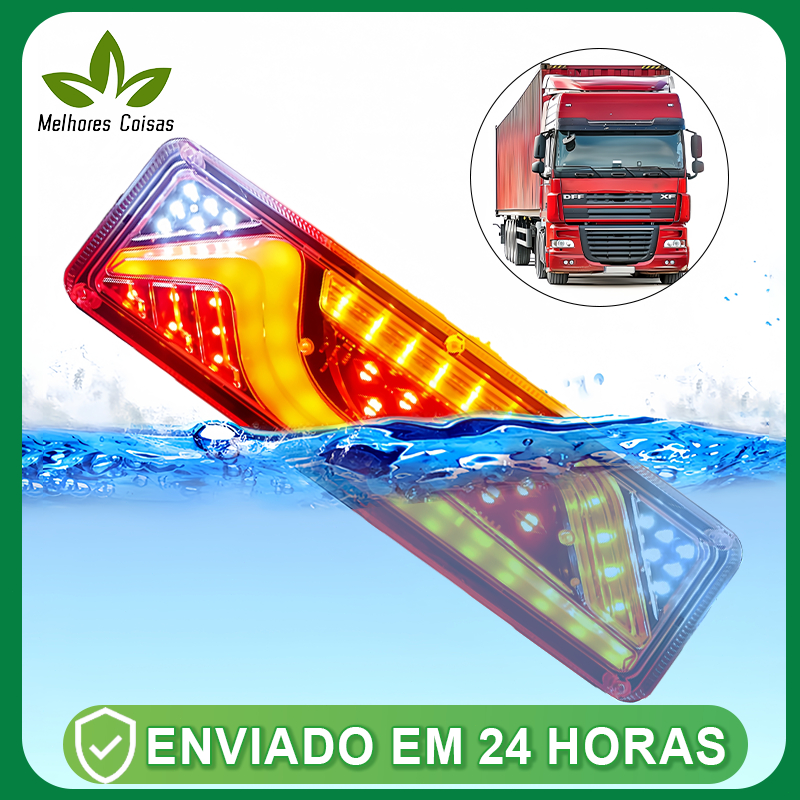 Par Lanterna Traseira Caminhão Carretinha Led  Luz Seta Ré Freio