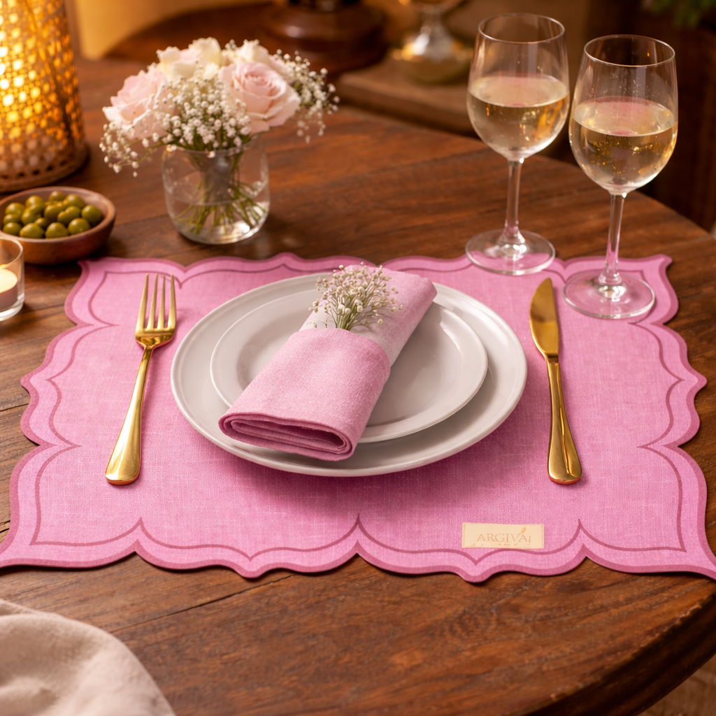 Lugar Americano Rosa para Mesa de Café Almoço Jantar 35x50cm- Blush Argivai