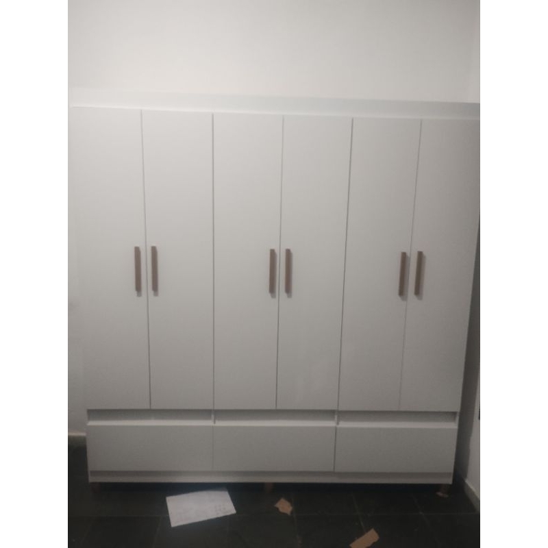 Guarda-Roupa de Solteiro Montevideu 6 Portas 2 Gavetas Branco