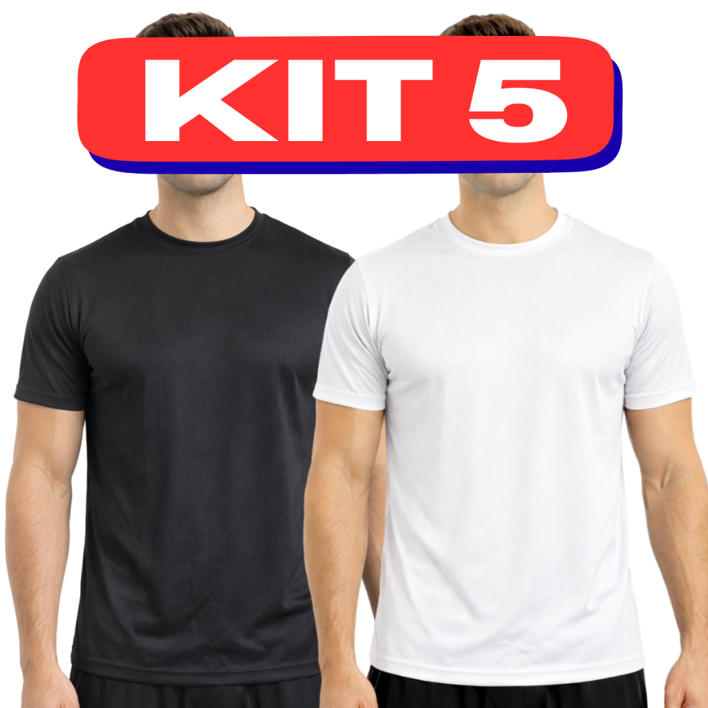Kit 5 Camisetas Masculina Dry Fit Manga Curta Academia Camisa Premium Básica Malha Fria Toque gelado
