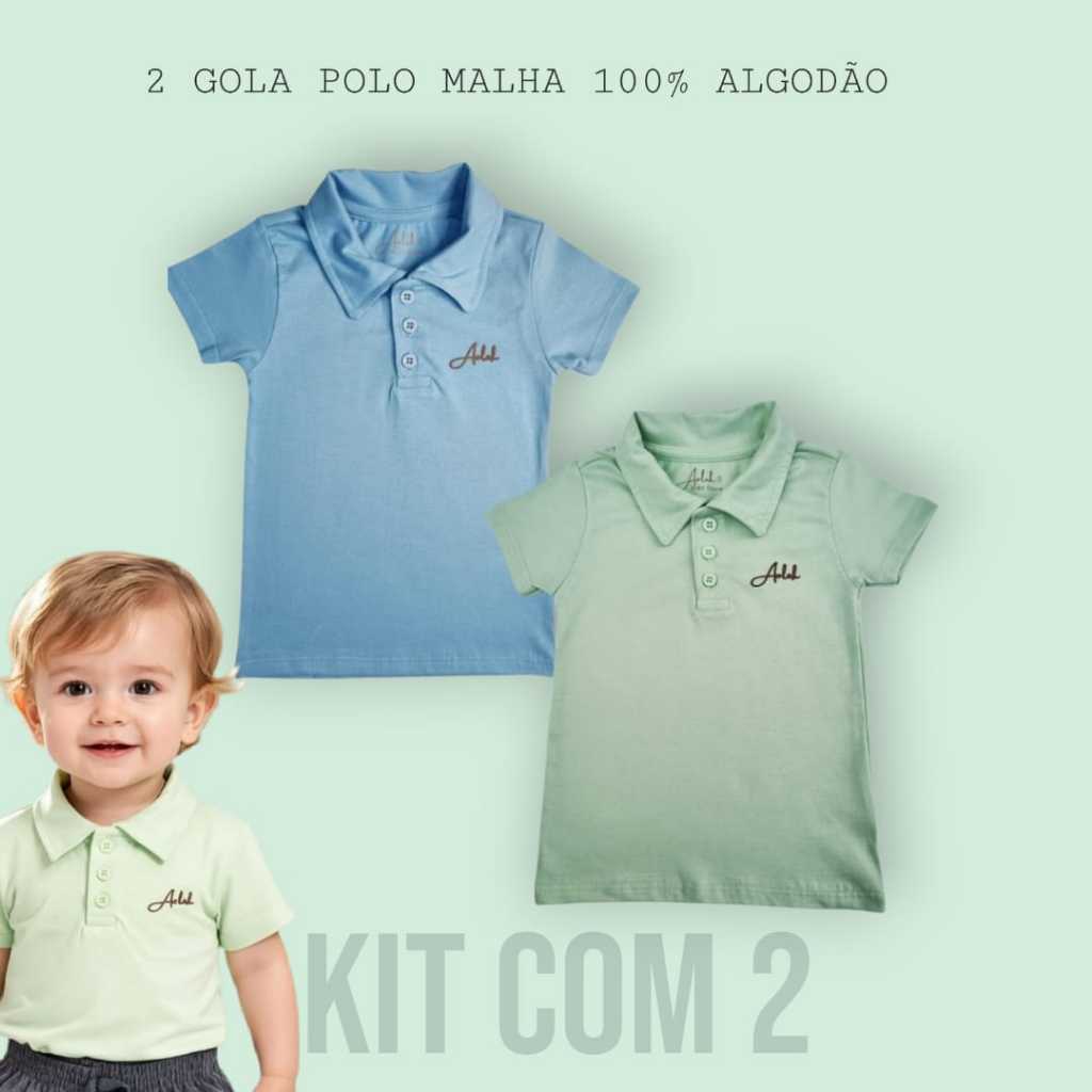 Kit 2 Camisa Gola Polo Menino Infantil Bebê Tamanho 1, 2 e 3 em algodão em Oferta na Shopee