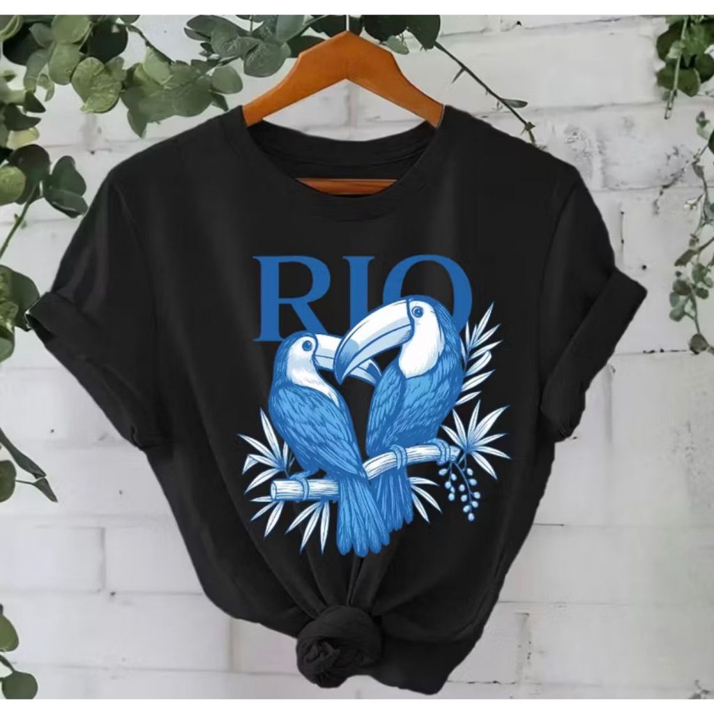 Camiseta Feminina Algodão Tropical Brasil Amazônia Estampada RIO