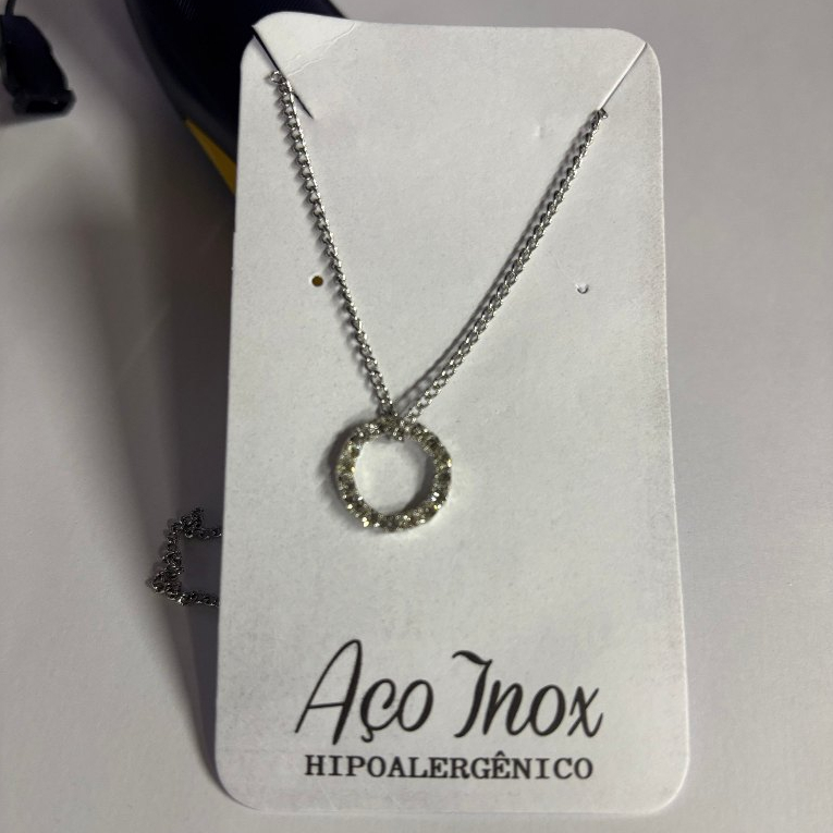 Colar De Pingente De Redondo/Aço inoxidável