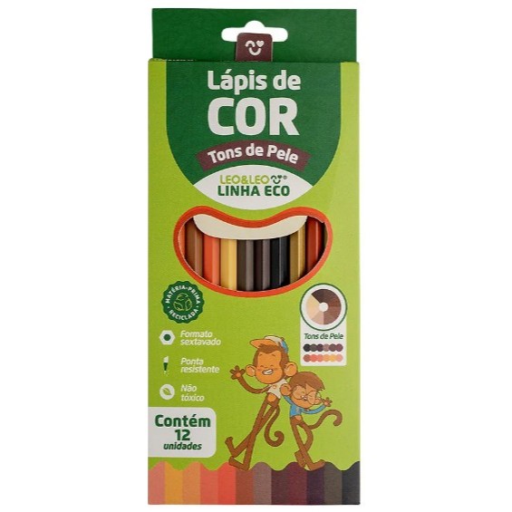 Lápis de Cor  Eco LEO LEO  24 cores+12 Cores Tons de Pele