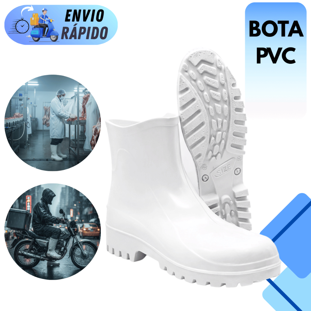 BOTA PVC GALOCHA CANO CURTO IMPERMEAVEL CHUVA MOTOCICLISTA FAZENDA FRIGORIFICO PLANTAÇÃO TRABALHO