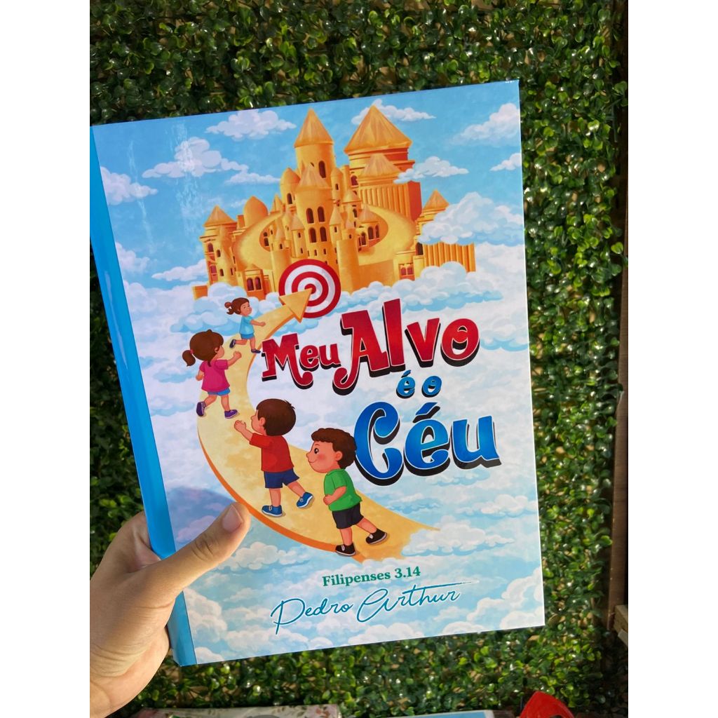 Capa de Caderno Meu Alvo é o Céu- Capa frente, Verso e  Lombada- Capa Não acompanha Caderno- Capa Biblica
