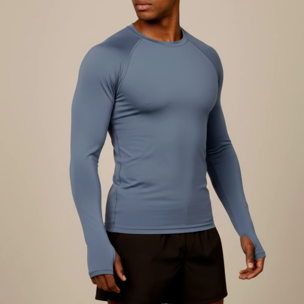 Camisa Camiseta Masculina Proteção Solar UV com Encaixe para Dedo — imagem 1
