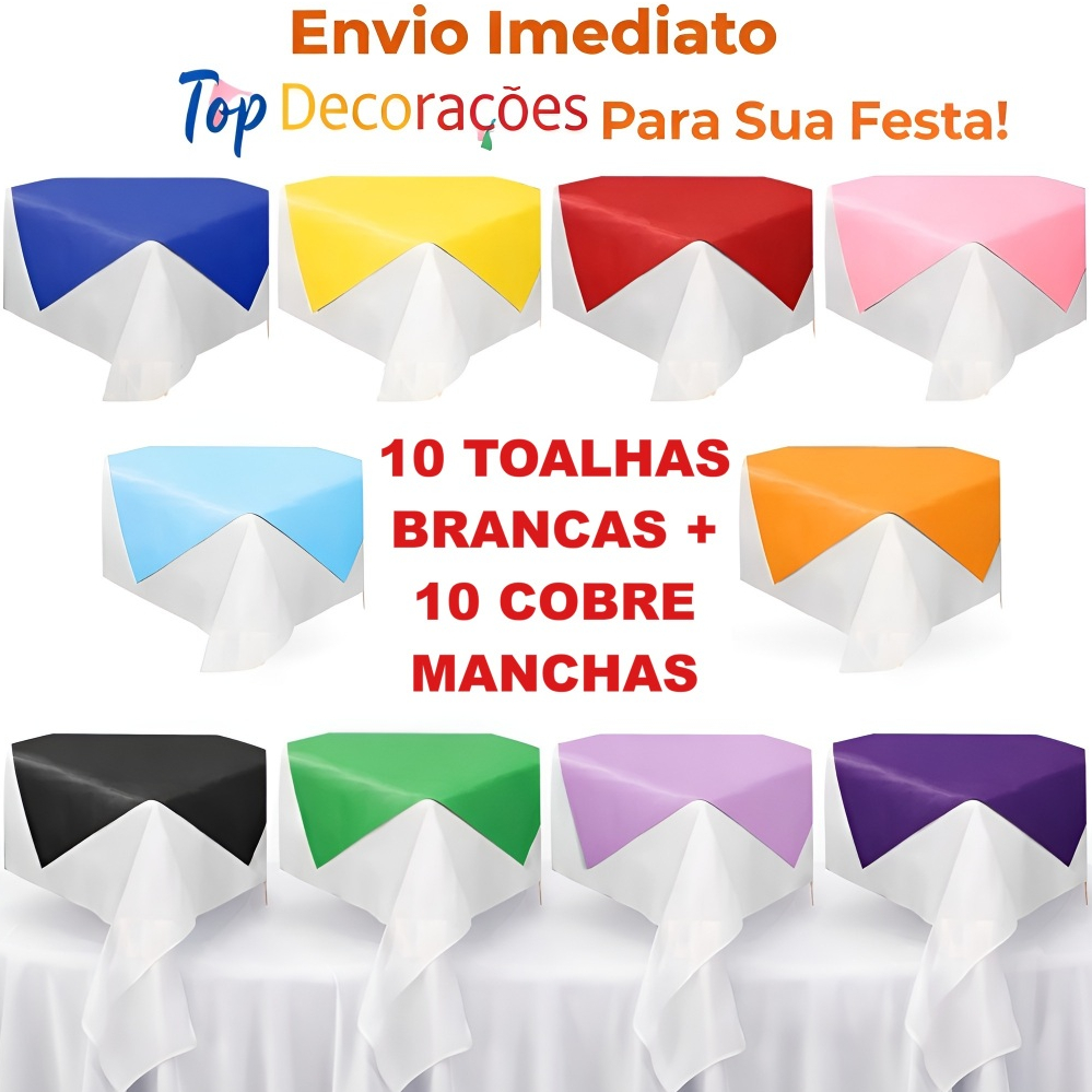 Kit 5/10/20 Toalhas de TNT 1x1m + 10 Cobre Manchas 70x70 cm 40gr - Para Decoração De Festas