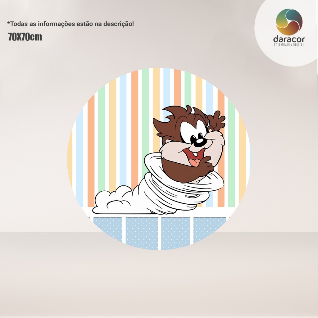 Painel Redondo Taz Baby Looney Tunes C/ Elástico Tam Diversos - R02 — imagem 2 de 2