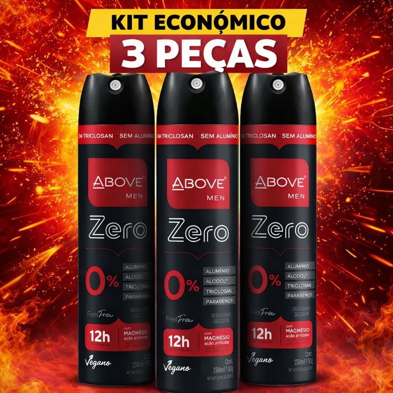 Kit 3 Desodorante Antitranspirante Above Men Zero Alumínio Triclosan Parabenos 150ml 12H De Proteção em Oferta na Shopee
