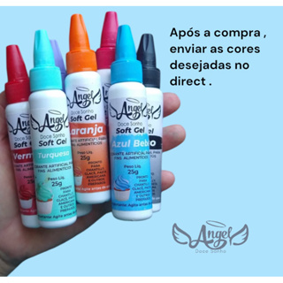 kit Corante soft Gel 25gr Angel ,cores á escolha,Cor Intensa, Não Amarga, Ideal, para Chantilly e Buttercream em Oferta na Shopee