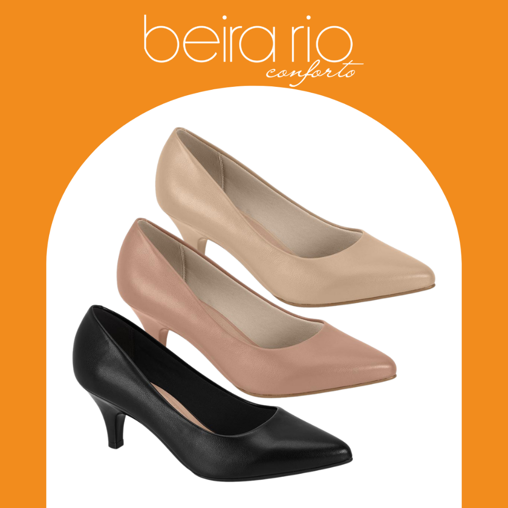 Scarpin Beira Rio Feminino Bico Fino Confortável Elegante Macio Leve Festas Casamentos Chique em Oferta na Shopee