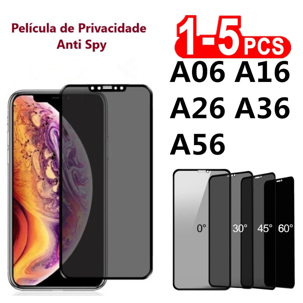 Película de Vidro 3D Privacidade Anti Spy Espionagem  Para A06 A16 A26 A36 A56