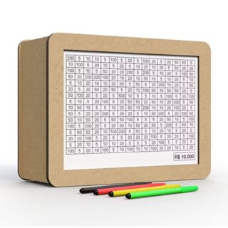 Cofre Desafio 1mil 5mil 10mil Reais Dinheiro em MDF Poupança Japonesa em Oferta na Shopee