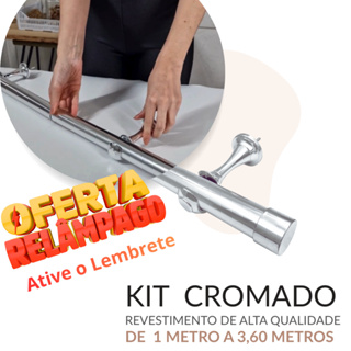 VARÃO DE CORTINA CROMADO EM AÇO (SUPORTE EUROPEU) - 1 Metro 2 Metros 3 Metros - Várias Medidas em Oferta na Shopee