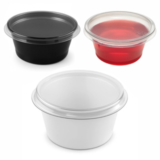 Potinho Molheira Branca, Preta e Cristal 30mL Pote com Tampa Pacote com 50, 100, 150 & 200 Unidades em Oferta na Shopee