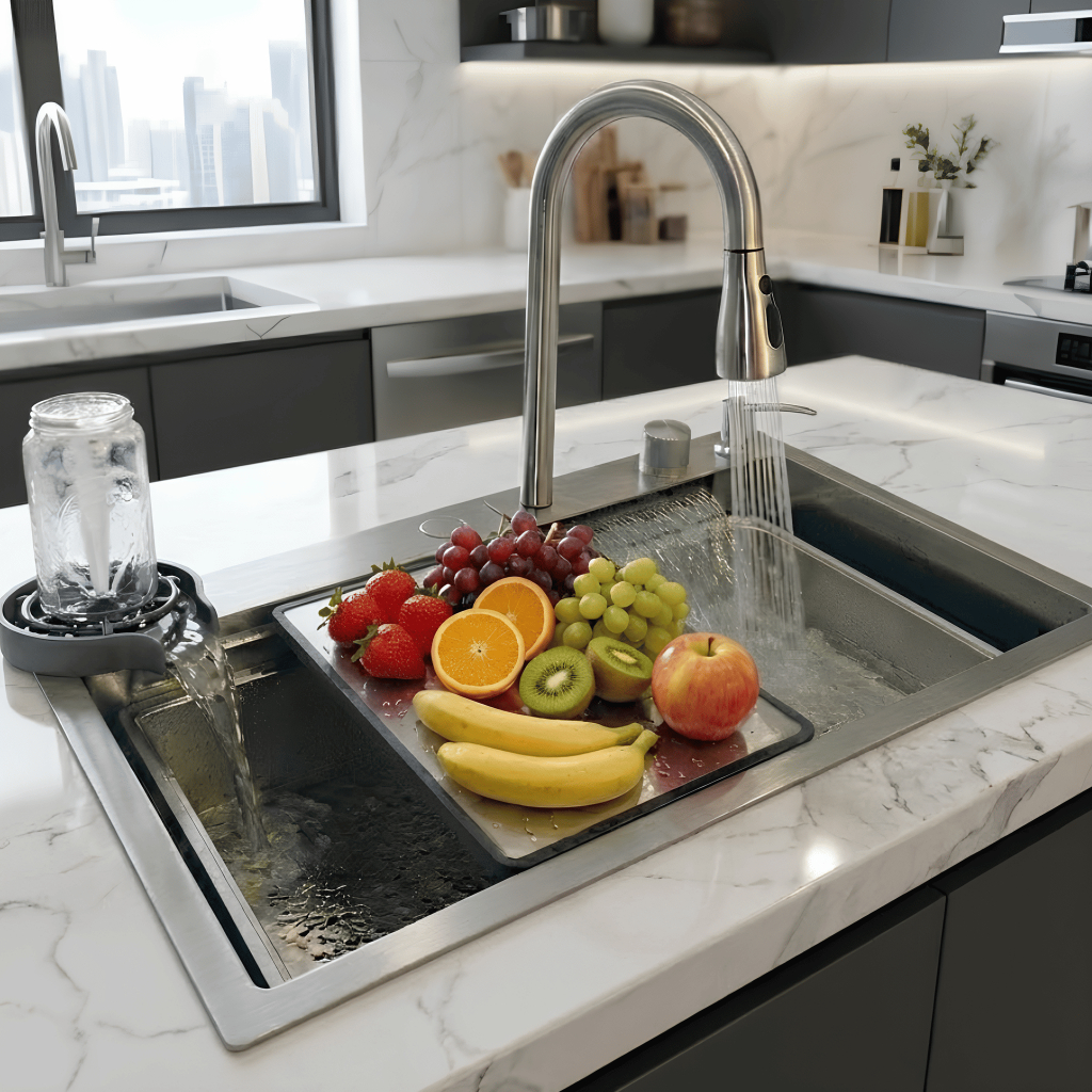 Cuba Gourmet Premium 75x45x23 Aço Inox 304 Torneira Removível Cascata Lavador Copos em Oferta na Shopee