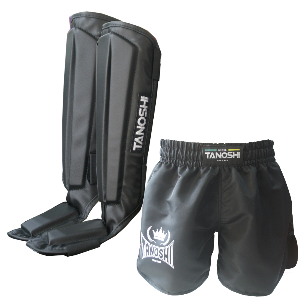 Kit Caneleira Preta e shorts KNG Preto MuayThai, Sanda, Kickboxing