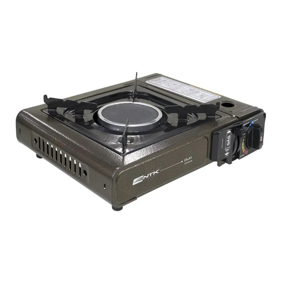 Fogareiro de mesa Portátil com Maleta Duo Ceramik Ntk Fogareiro Automático à Gás Com Maleta Duo Ceramik Marrom Camping