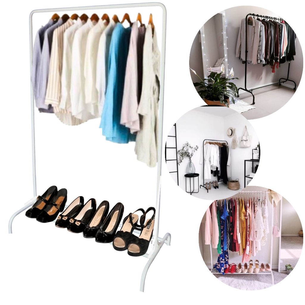 Arara De Roupas Organizador Desmontável Aço Sapateira Cabideiro Multifuncional Quarto em Oferta na Shopee