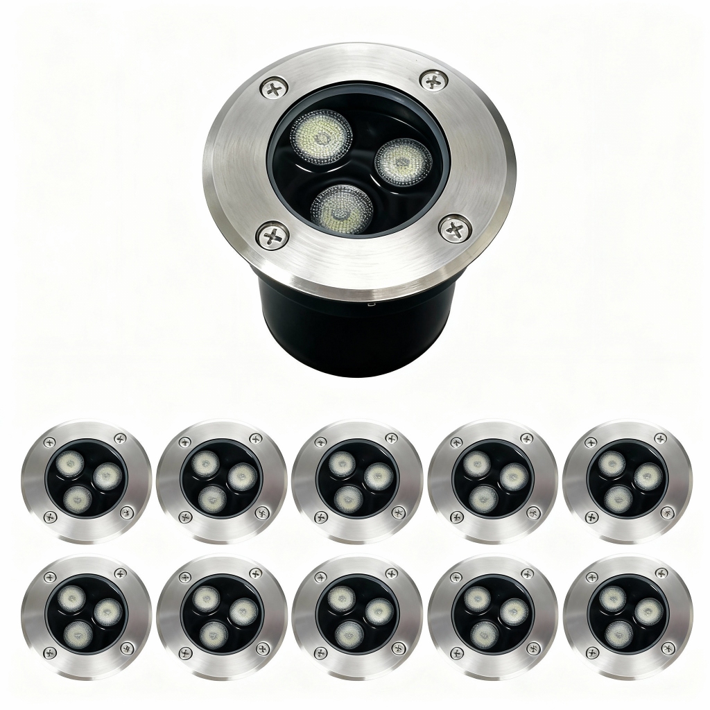Kit10 Balizador Spot Led Embutir Chão Piso Jardim 3w  verde Lâmpada Luminária Bivolt Blindado Prova D'água