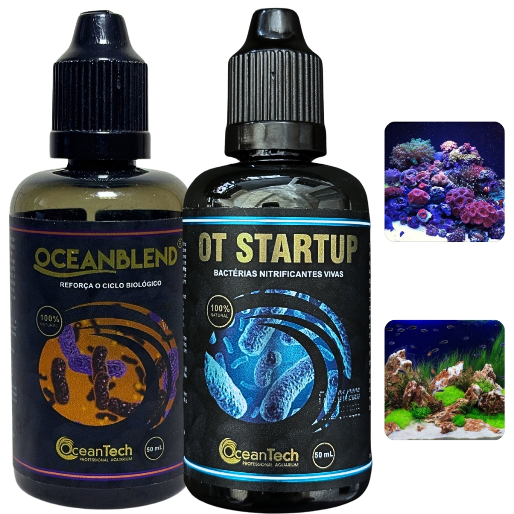 Kit Aquário Ocean Blend 50ml + Ocean Guard 50ml Ocean Tech Removedor Matéria + Acelerador Biológico em Oferta na Shopee