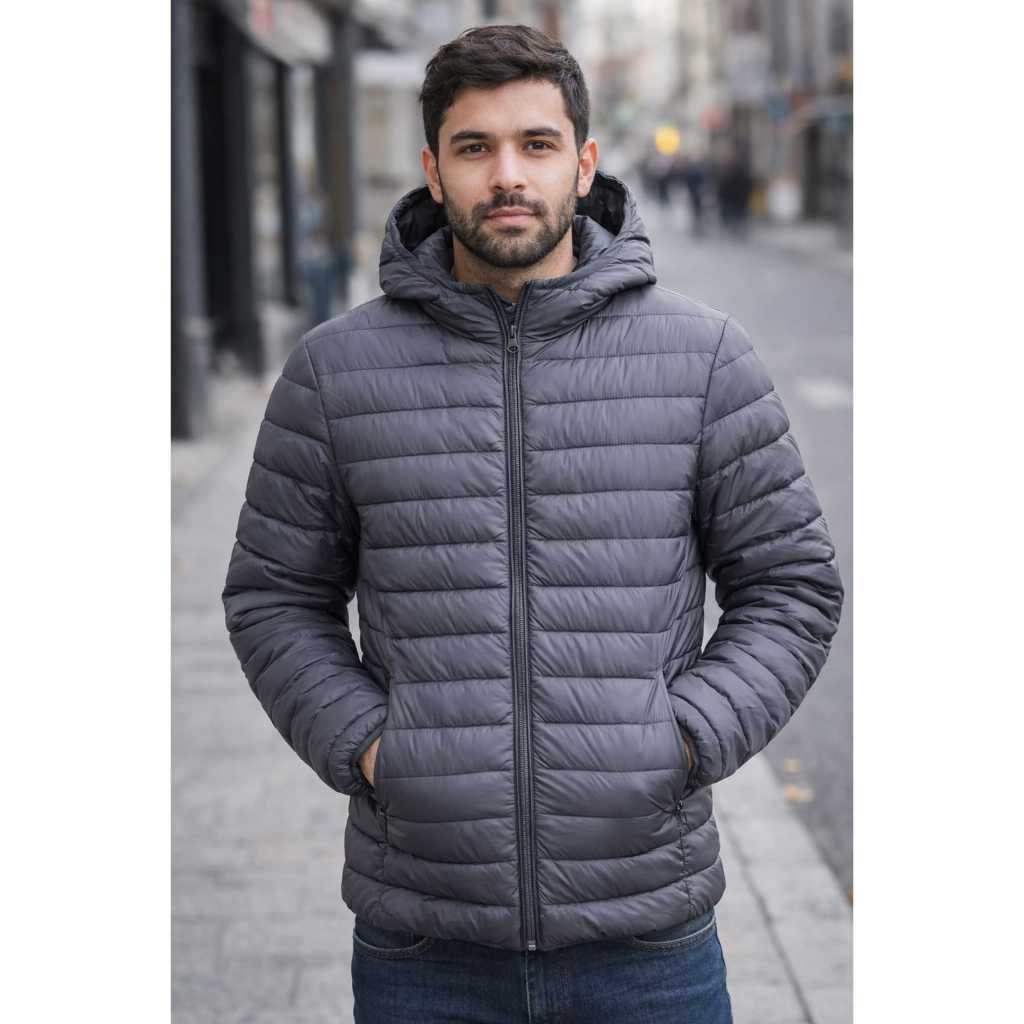 Jaqueta Puffer Bobojaco Impermeável de Frio Intenso Blusa Masculina Inverno com Capuz Removível