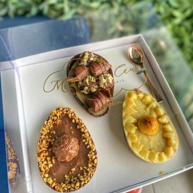 KIT 5~20 Caixas para 3 Ovos de Colher Gourmet Trio M 100g e 150g Páscoa BWB em Oferta na Shopee