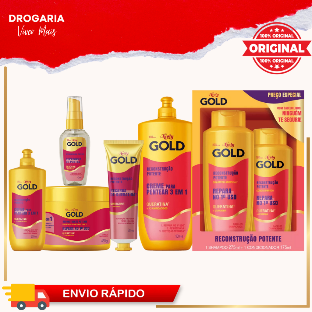 Kits Completo Niely Gold Reconstrução Potente - Escolha O Seu em Oferta na Shopee