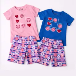 Conjunto Infantil Menina Verão Blusa Algodão + Bermuda Roupa de Criança 01 a 10 Anos