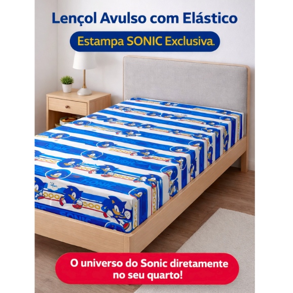 Lençol Sonic Com Elástico Solteiro 1.88m x 88cm x 20cm - Avulso em Oferta na Shopee