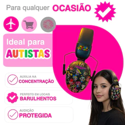 Abafador Super poderosas 32 Db Autismo Fone Protetor de Som Ouvido Auricular Ruido Super Confortavel Tdah Tea Autista