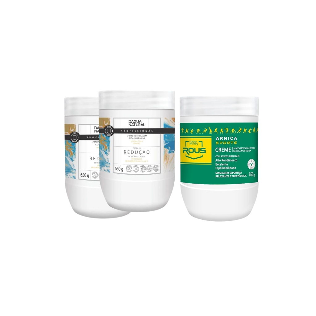 Kit 2 Arnica Sports Creme + 1 Algas 650g Dagua Natural