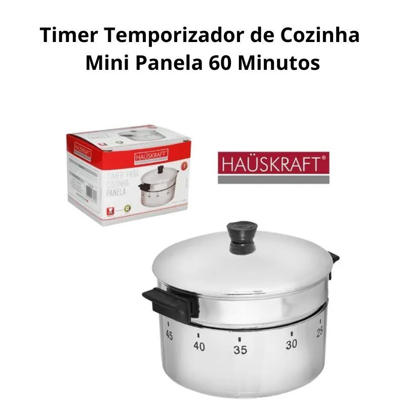 Timer Temporiador de Cozinha Mini Panela 60 Minutos