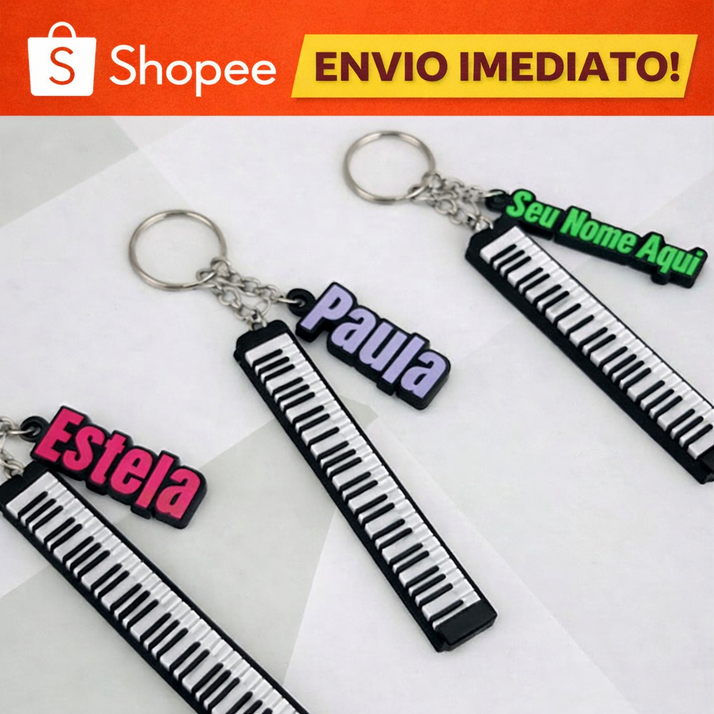 🎹 Chaveiro Personalizado com Teclado + Nome – Presente Musical Exclusivo 🎹