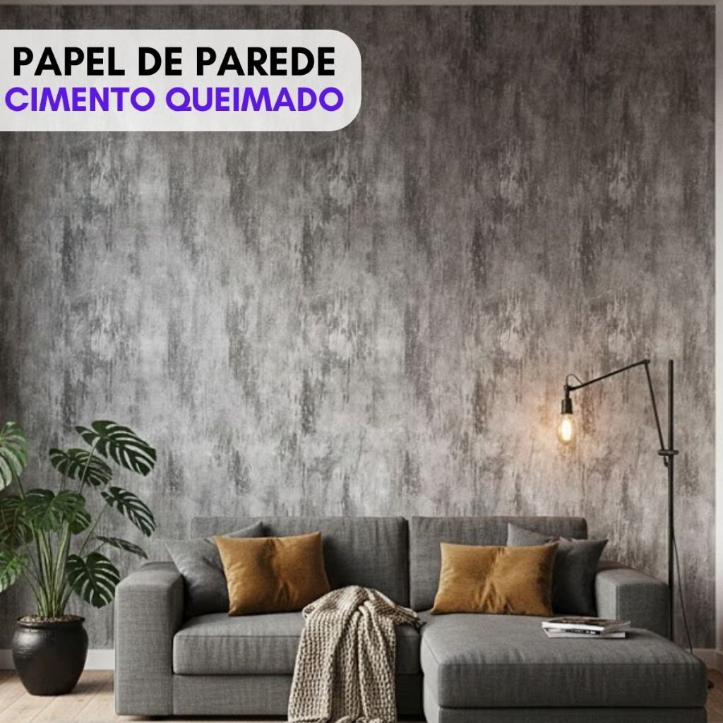 Papel de Parede Adesivo Importado Cimento Queimado Fosco 1M 2M 3M 5M Ideal Quarto Sala Escritório