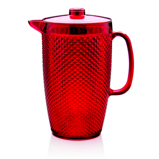 Jarra Acrílico De Suco Ou Água Bico De Jaca 2,36l Retrô Vermelho Servir