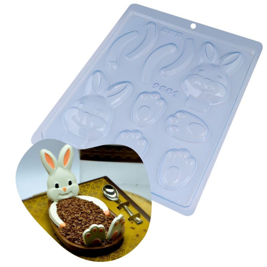 Forma Simples Partes Coelho de Chocolate Páscoa Código: 9861 BWB C/10 Cavidades em Oferta na Shopee