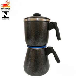 Cafeteira Italiana 1L em Alumínio Forte Polido e Craqueado em Oferta na Shopee