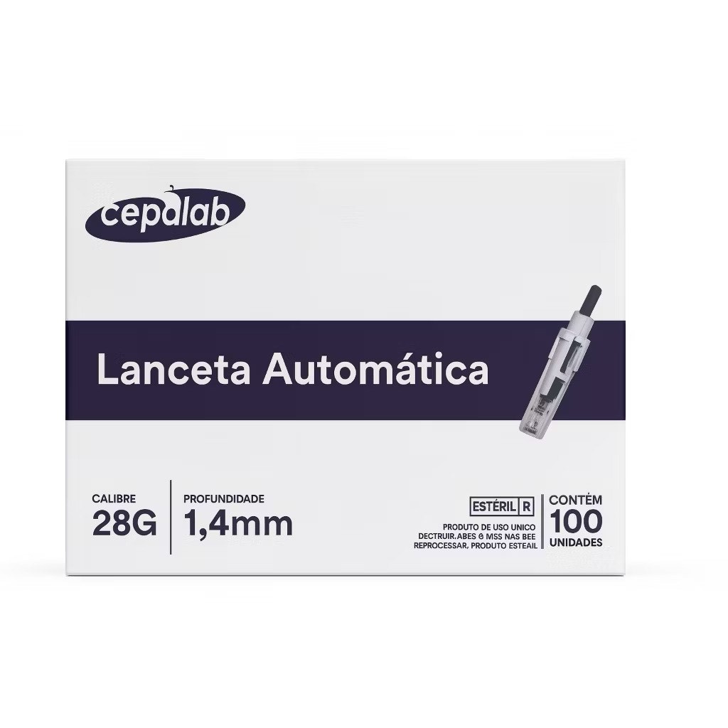 Lanceta Automática 28G Segurança Caixa 100 Unidades Glicemia Diabetes