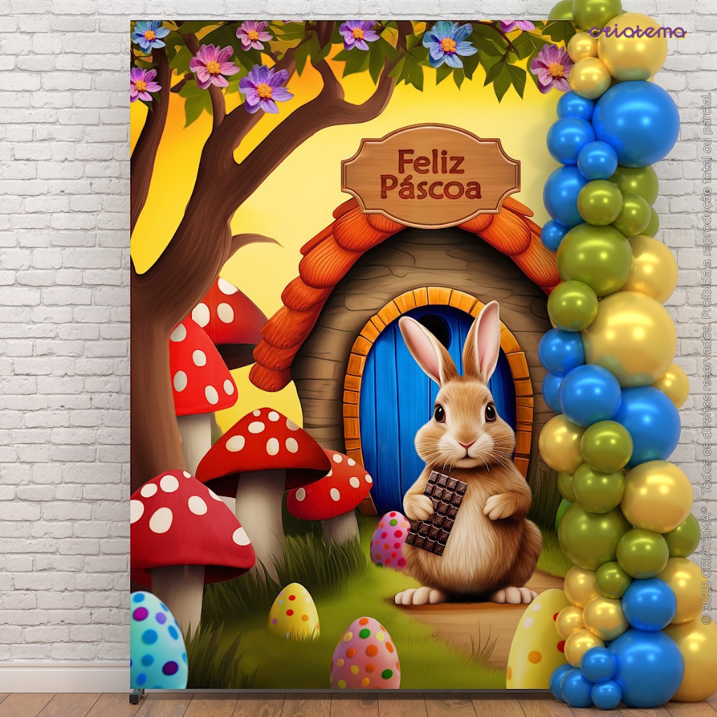 Painel de Festa Retangular Decoração Páscoa Vertical Em Tecido Sublimado 150x220m em Oferta na Shopee