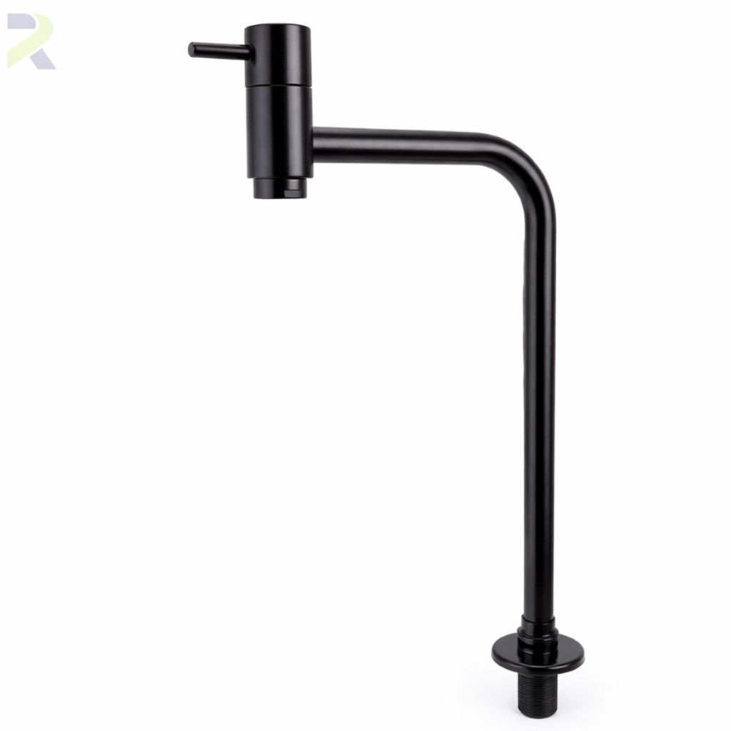 Torneira Black Banheiro Lavatório Link Alta 1/4 Volta 90° Graus Preta Torneira Metal Cuba de Sobrepor