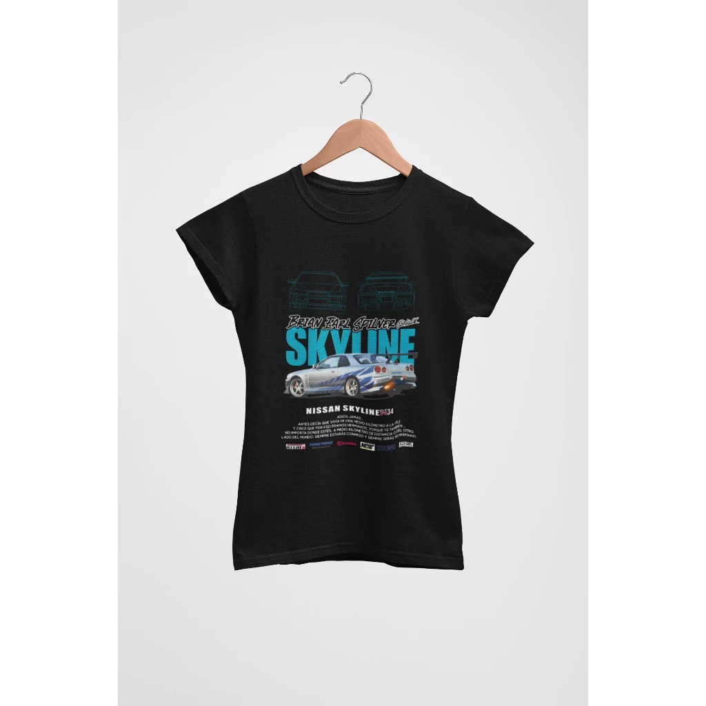 Baby Tee Y2K Feminina- Estampa Carro Sky, Conforto Elástico e Versátil para Primavera/Verão/Outono