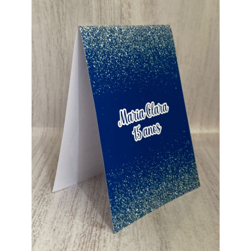 Plaquinha de agradecimento Silver Blue Personalizados 15 anos/ Azul Escuro e Prata Enfeite de mesa Agradecimento