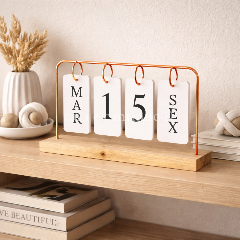 Calendário de Mesa Decorativo com Plaquinhas Preto Rosê ou Dourado Permanente Escritório em Oferta na Shopee