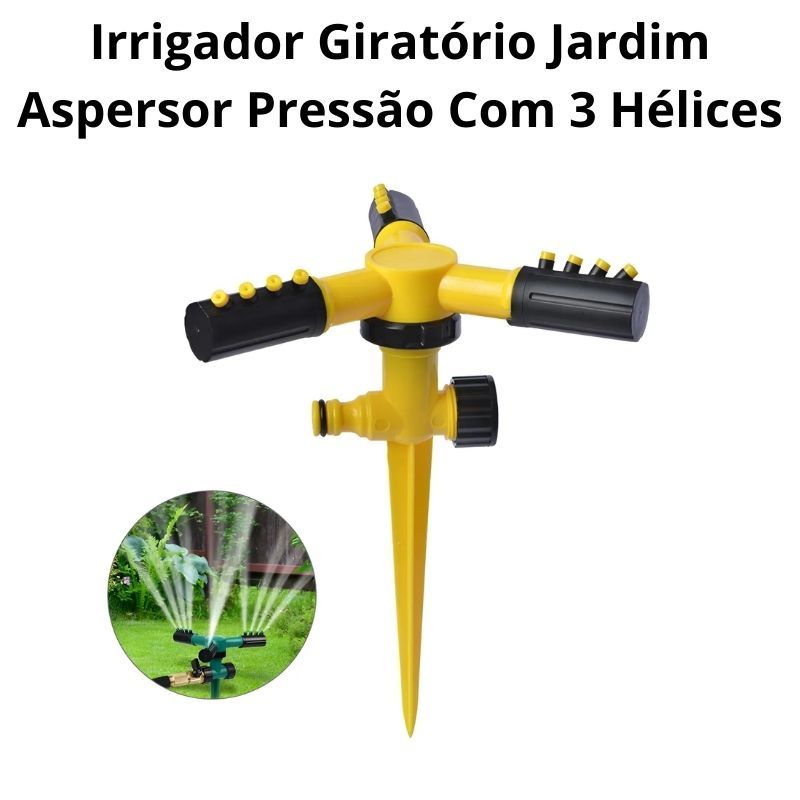 Irrigador Giratório Jardim Aspersor Pressão 3 Hélices Wincy