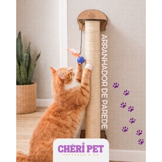 Arranhador de Parede para Gatos | Sisal Natural 6mm | Brinquedo Anti Estresse | MDF Reforçado | Ideal para Apartamento em Oferta na Shopee