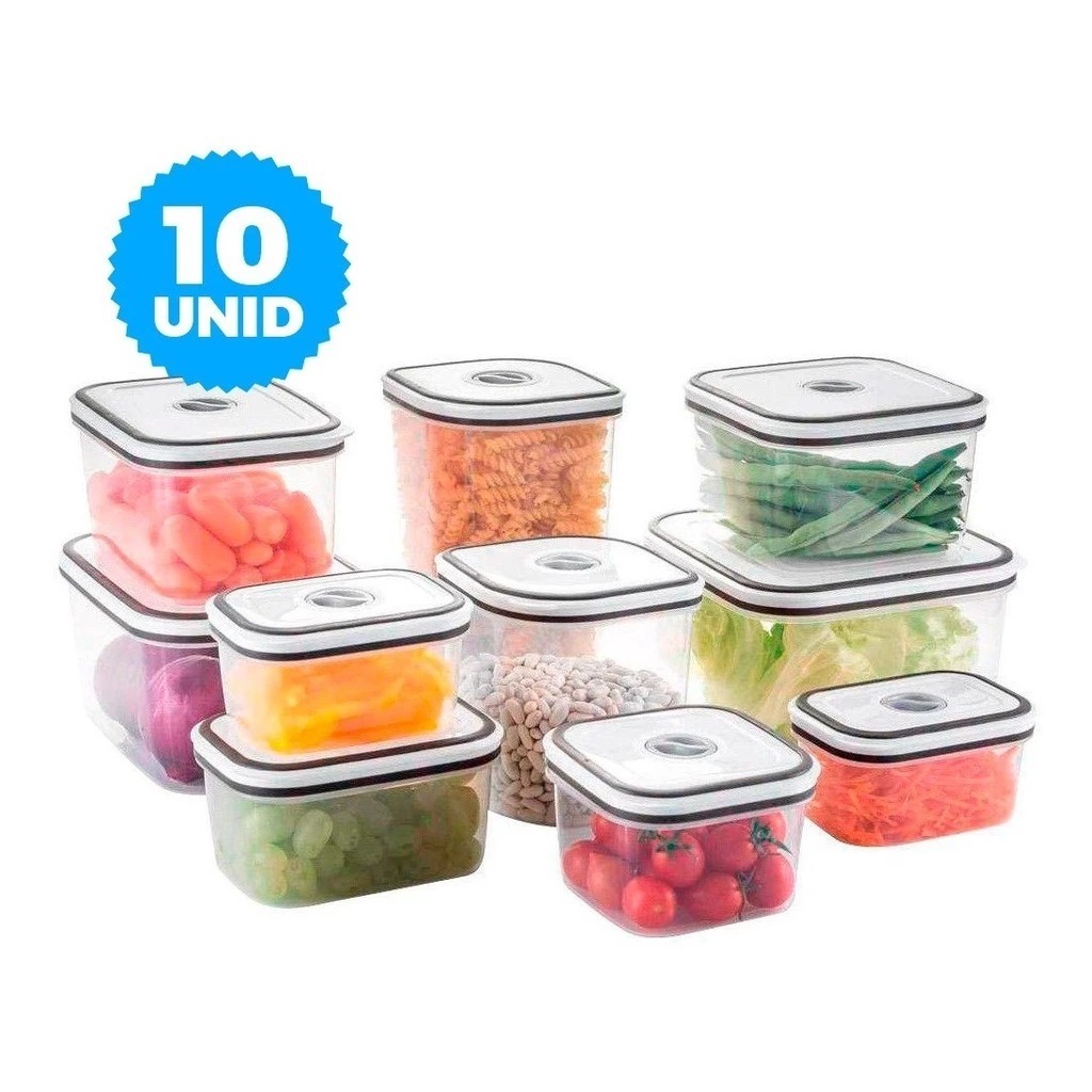 Conjunto 10 Potes Electrolux Herméticos Freezer E Microondas