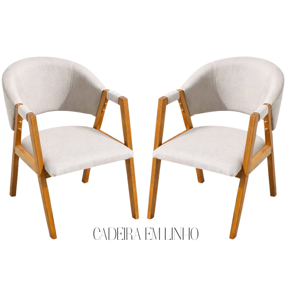 CELINA KIT DUAS Cadeiras Tecido Linho Robusta e Elegante para Sala de Jantar Mesa Cozinha